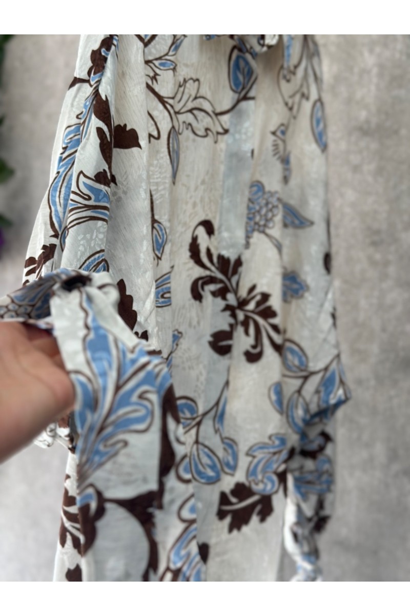 B-Saten kolları bağcıklı gömlek 