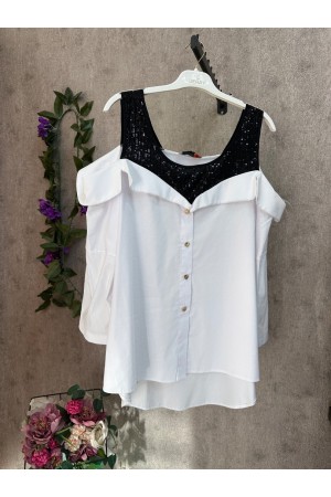 O-beyaz taşlı bir muz açık gömlek 