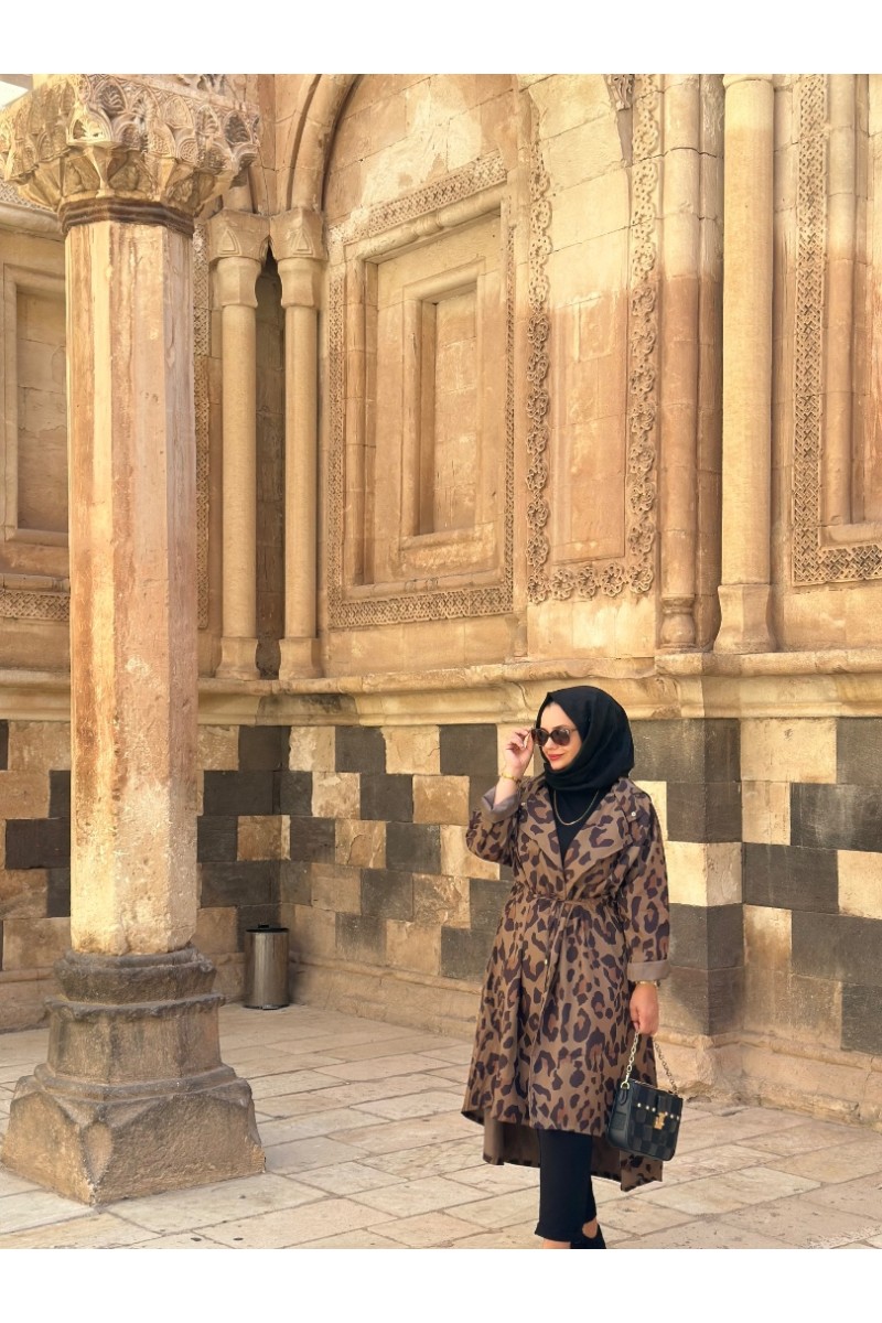 A-leopar trenç-yağmurluk 