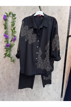 A-taşlı denim takım 