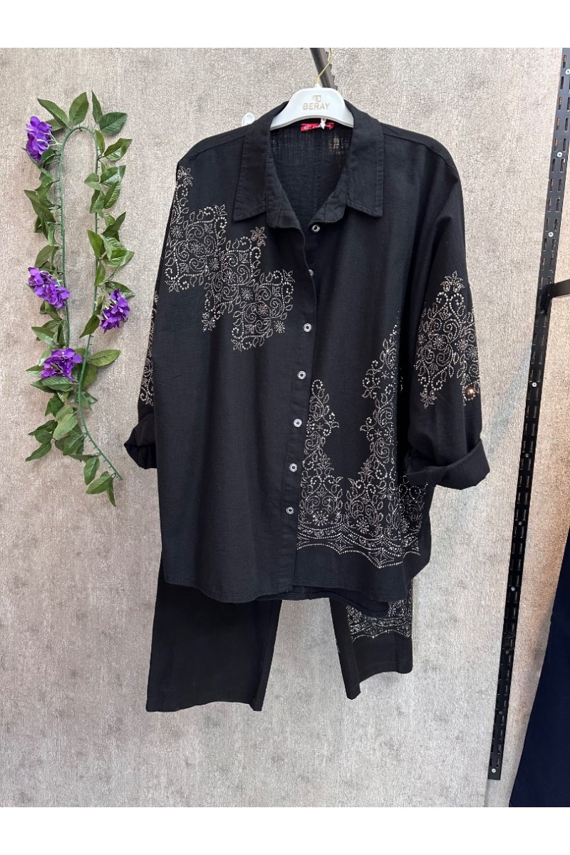 A-taşlı denim takım 