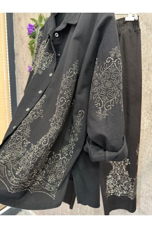 A-taşlı denim takım 