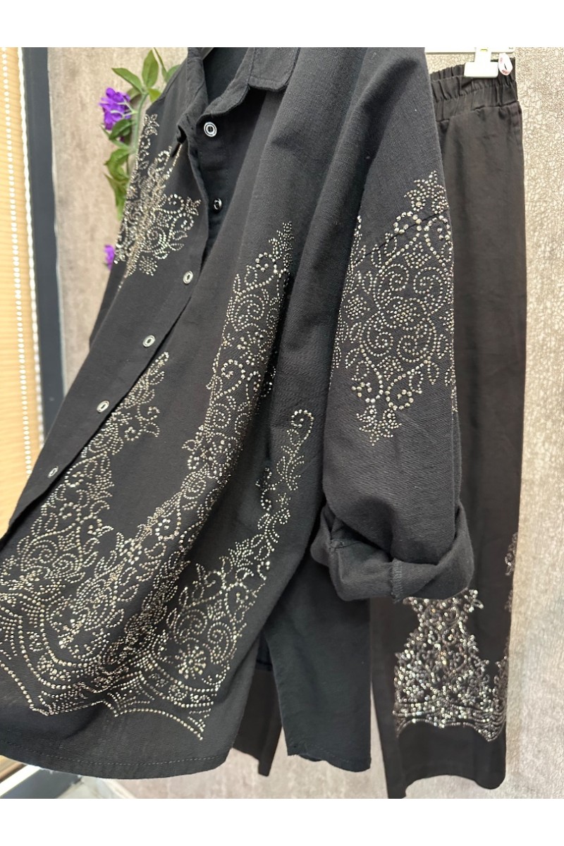 A-taşlı denim takım 