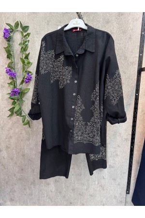 A-taşlı denim takım 