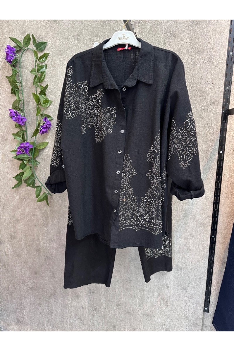 A-taşlı denim takım 